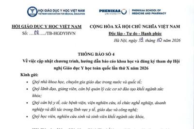 Thông báo số 4 Về việc cập nhật chương trình, hướng dẫn báo cáo khoa học và đăng ký tham dự Hội nghị Giáo dục Y học toàn quốc lần thứ X năm 2026