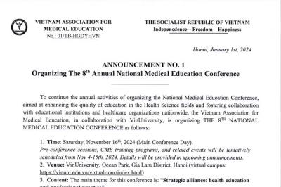 ANNOUNCEMENT NO. 1 ORGANIZING THE 8TH ANNUAL NATIONAL MEDICAL EDUCATION CONFERENCE