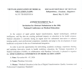 ANNOUNCEMENT No. 1 Invitation for Abstract Submission to the 10th National Conference on Medical Education