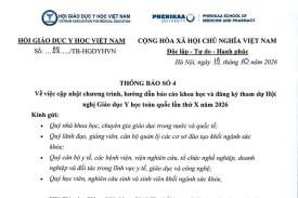 Thông báo số 4 Về việc cập nhật chương trình, hướng dẫn báo cáo khoa học và đăng ký tham dự Hội nghị Giáo dục Y học toàn quốc lần thứ X năm 2026